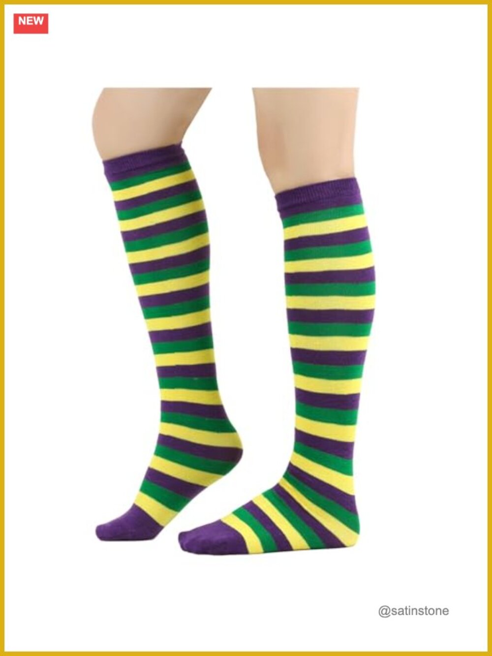 Knee High Athletic Tube Socks Cotton Blend Stripe Running